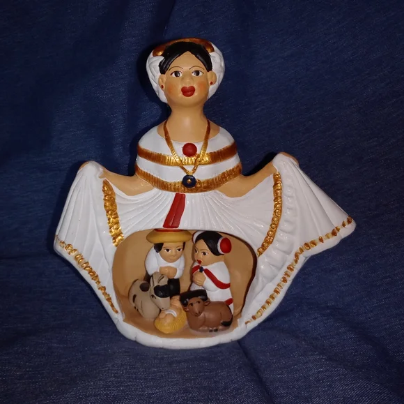 Unbranded | Holiday | Vintage Christmas Hispanic Mexico Nativity Scene Baby  Jesus Jalisco Ribbon Dress | Poshmark